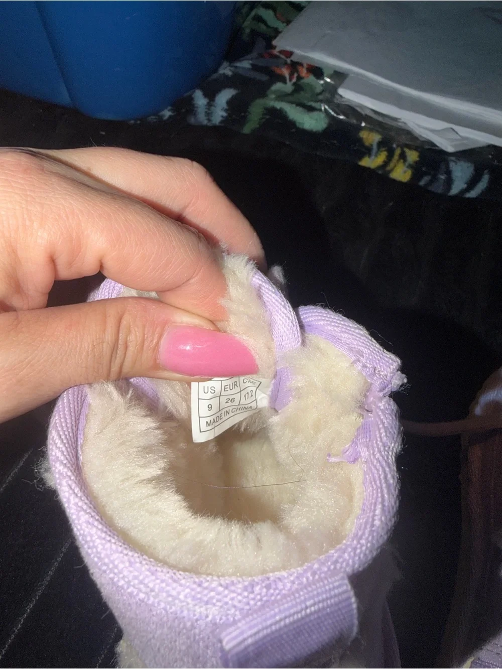 Kids Lilac Faux-Shearling Lace-Up Shoes